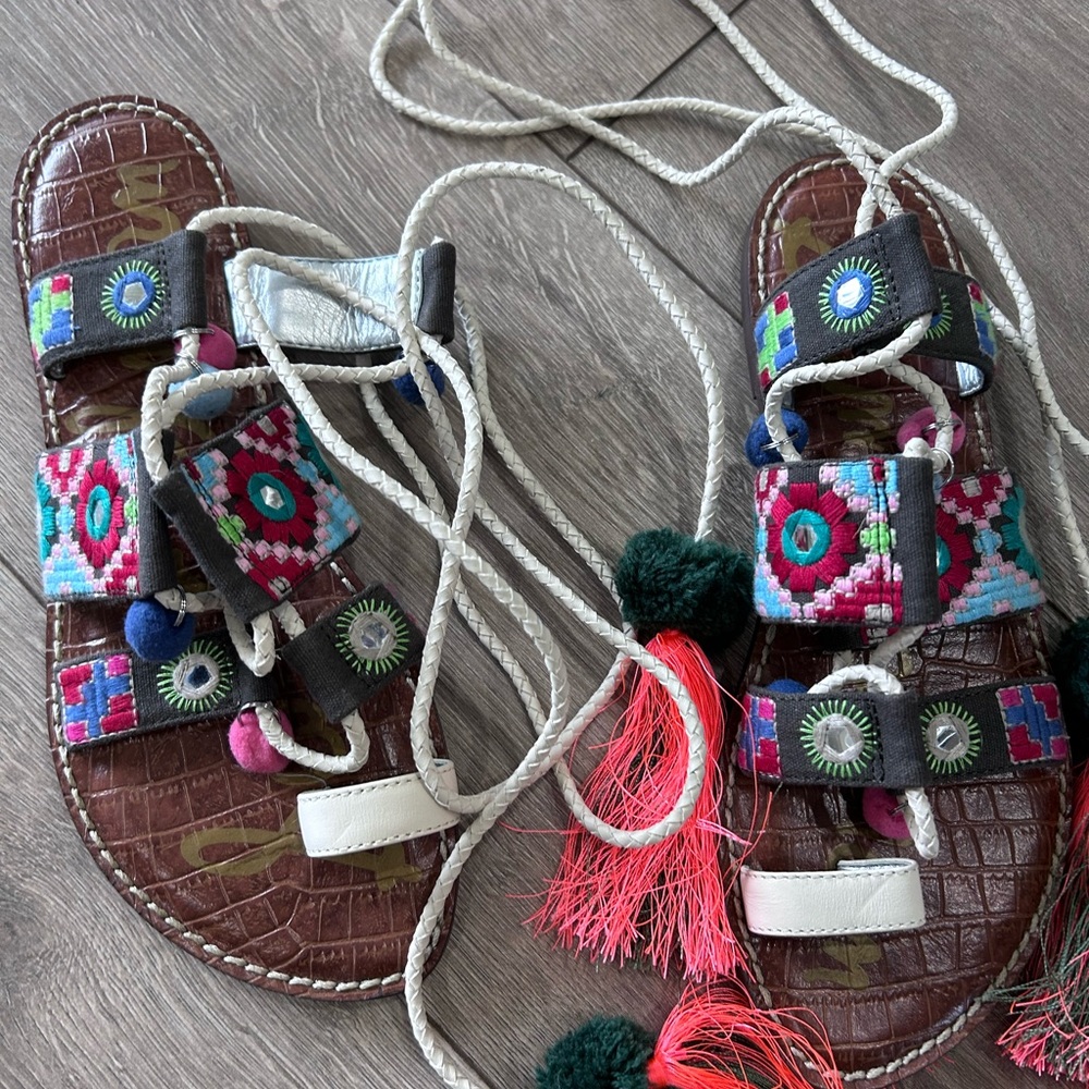 Sam Edelman Multicolor Boho Gladiator Sandal Sz 7 - image 4